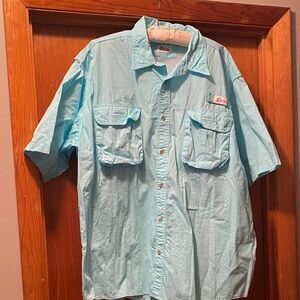 World Wide Sportsman Men's Aqua Button Down Shirt